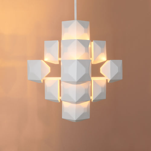 3-SQUARED CHANDELIER, WHITE